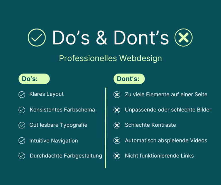 Do's and dont's professionelles Webdesign